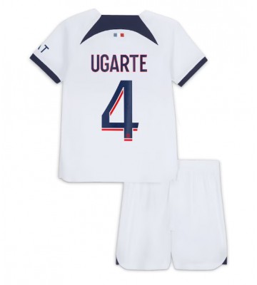 Paris Saint-Germain Manuel Ugarte #4 Vieras Pelipaita Lasten 2023-24 Lyhyet Hihat (+ Lyhyet housut)